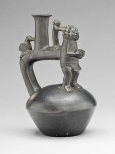 Vessel Depicting a Standing Figure with an Attendant, A.D. 1200/1450. Creator: Unknown