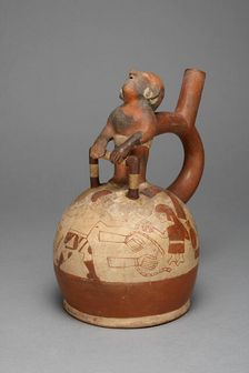 Vessel Depicting a Sacrifice with a Molded Captive Attached to the Spout, 100 B.C./A.D. 500. Creator: Unknown