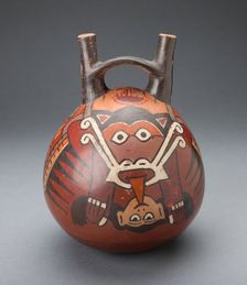Vessel Depicting a Winged Figure Holding a Decapitated Head, 180 B.C./A.D. 500. Creator: Unknown