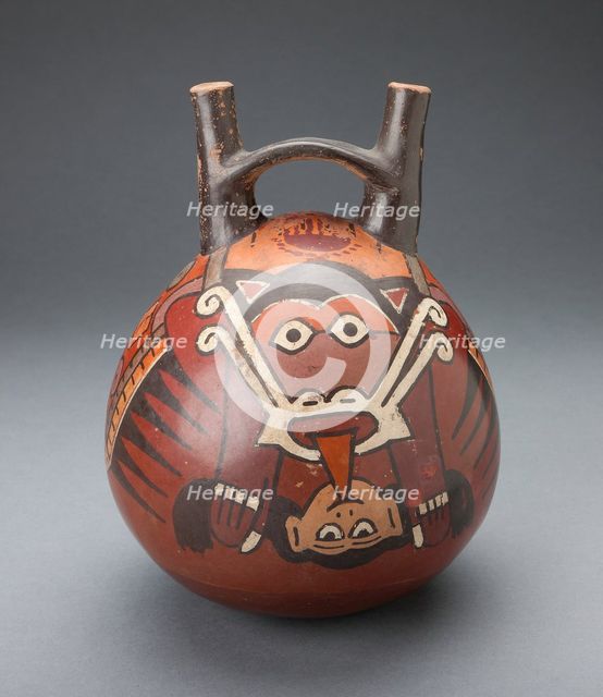 Vessel Depicting a Winged Figure Holding a Decapitated Head, 180 B.C./A.D. 500. Creator: Unknown.