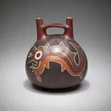 Vessel Depicting an Anthropomorphic Shark Holding a Trophy Head, 180 B.C./A.D. 500. Creator: Unknown
