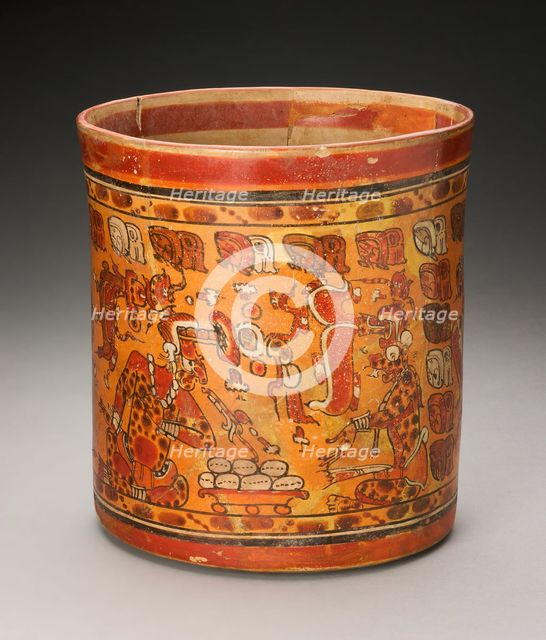 Vessel Depicting K'awiil (God K) and Itzamna Exchanging Gifts, A.D. 700/800. Creator: Unknown.
