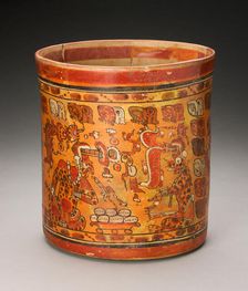 Vessel Depicting K'awiil (God K) and Itzamna Exchanging Gifts, A.D. 700/800. Creator: Unknown