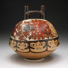Vessel Depicting Ritual Performer Wearing a Feline Mask with a Symbolic Trail, 180 B.C./A.D. 500. Creator: Unknown