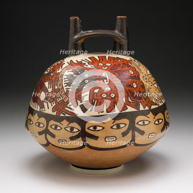 Vessel Depicting Ritual Performer Wearing a Feline Mask with a Symbolic Trail, 180 B.C./A.D. 500. Creator: Unknown.