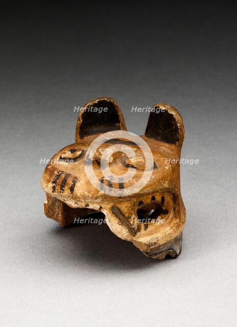 Vessel Fragment in the Form of a Feline Head, A.D. 600/1000. Creator: Unknown.