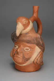 Vessel in Form of a Head Wearing a Bird Headdress, 100 B.C./A.D. 500. Creator: Unknown