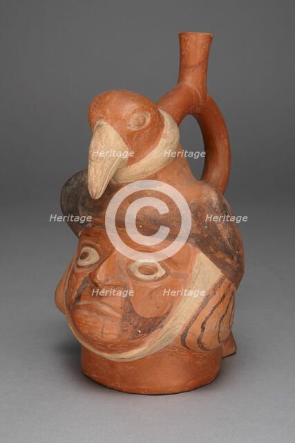 Vessel in Form of a Head Wearing a Bird Headdress, 100 B.C./A.D. 500. Creator: Unknown.