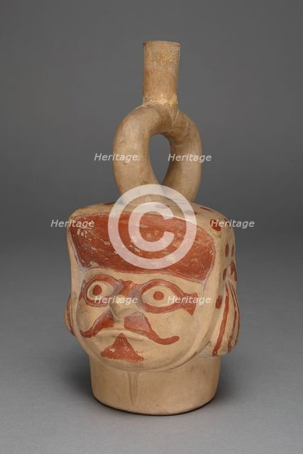 Vessel in Form of a Masked Head with a Mustache, 100 B.C./A.D. 500. Creator: Unknown.