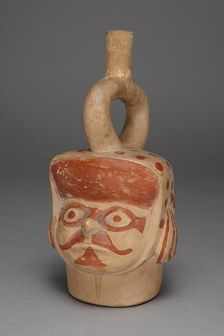 Vessel in Form of a Masked Head with a Mustache, 100 B.C./A.D. 500. Creator: Unknown
