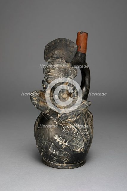 Vessel in the Form of a Figure, Possibly Ai-Apec, Fishing, 100 B.C./A.D. 500. Creator: Unknown.