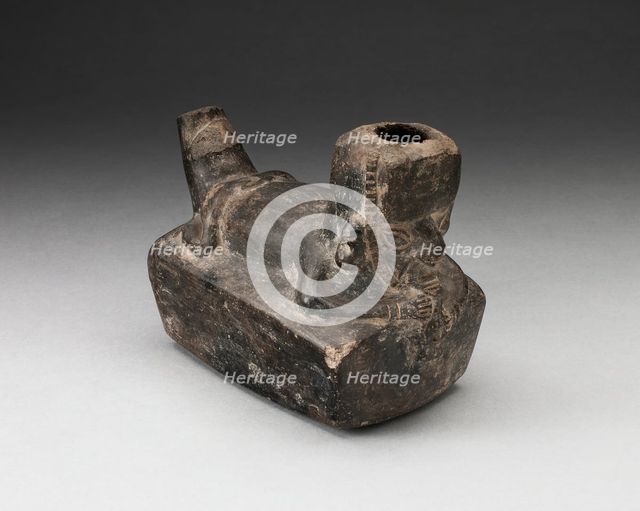 Vessel in the Form of a Flute-Player Laying atop Rectangle Shape, A.D. 1000/1400. Creator: Unknown.