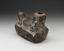 Vessel in the Form of a Flute-Player Laying atop Rectangle Shape, A.D. 1000/1400. Creator: Unknown