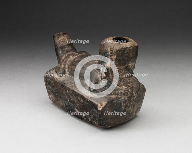 Vessel in the Form of a Flute-Player Laying atop Rectangle Shape, A.D. 1000/1400. Creator: Unknown.