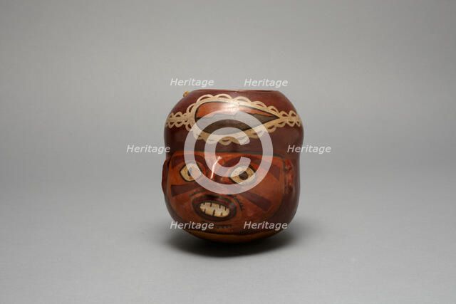 Vessel in the Form of a Human Head, Probably a Trophy Head, 180 B.C./A.D. 500. Creator: Unknown.