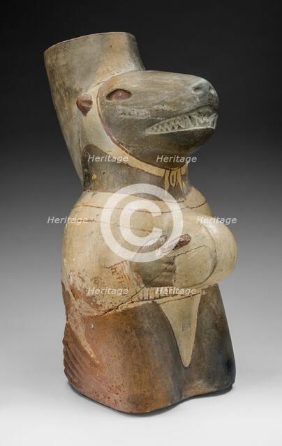 Vessel in the Form of a Seal Impersonator Playing a Drum, 100 B.C./A.D. 500. Creator: Unknown.