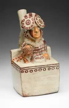 Vessel in the Form of a Seated Ruler with a Pampas Cat, A.D. 250/550. Creator: Unknown