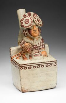 Vessel in the Form of a Seated Ruler with a Pampas Cat, A.D. 250/550. Creator: Unknown