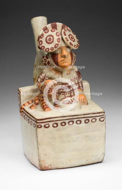 Vessel in the Form of a Seated Ruler with a Pampas Cat, A.D. 250/550. Creator: Unknown.