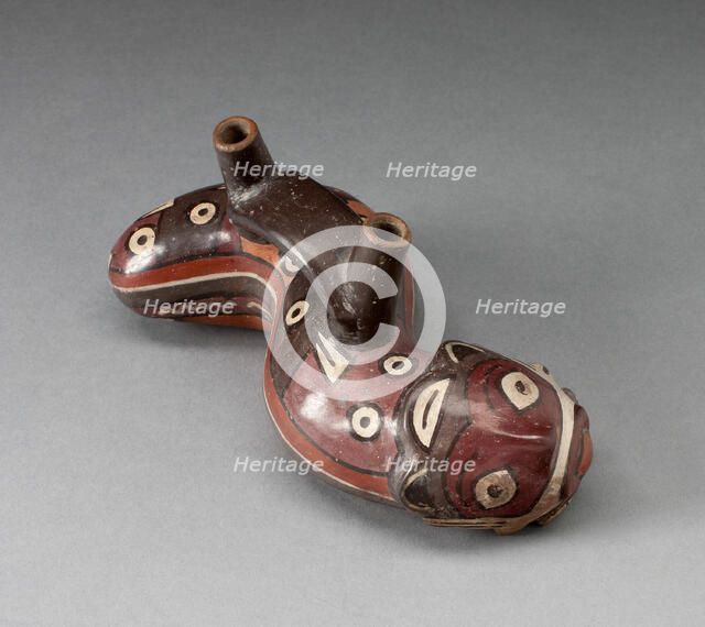 Vessel in the Form of a Serpent Wearing a Feline Mask Covered with Abstract Motifs, 180 B.C./A.D. 50 Creator: Unknown.