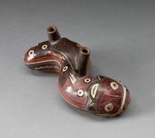 Vessel in the Form of a Serpent Wearing a Feline Mask Covered with Abstract Motifs, 180 B.C./A.D. 50 Creator: Unknown