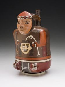 Vessel in the Form of a Warrior Holding a Trophy Head and Dart Throwers, 180 B.C./A.D. 500. Creator: Unknown