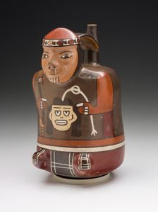 Vessel in the Form of a Warrior Holding a Trophy Head and Dart Throwers, 180 B.C./A.D. 500. Creator: Unknown