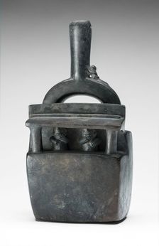 Vessel in the Form of Two Figures Seated Inside a Structure, A.D. 1200/1450. Creator: Unknown