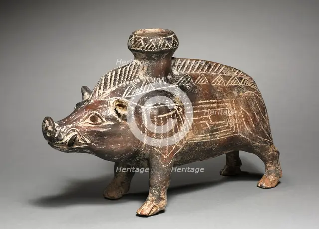 Vessel in the Shape of a Wild Boar, 700-500 BC. Creator: Unknown.