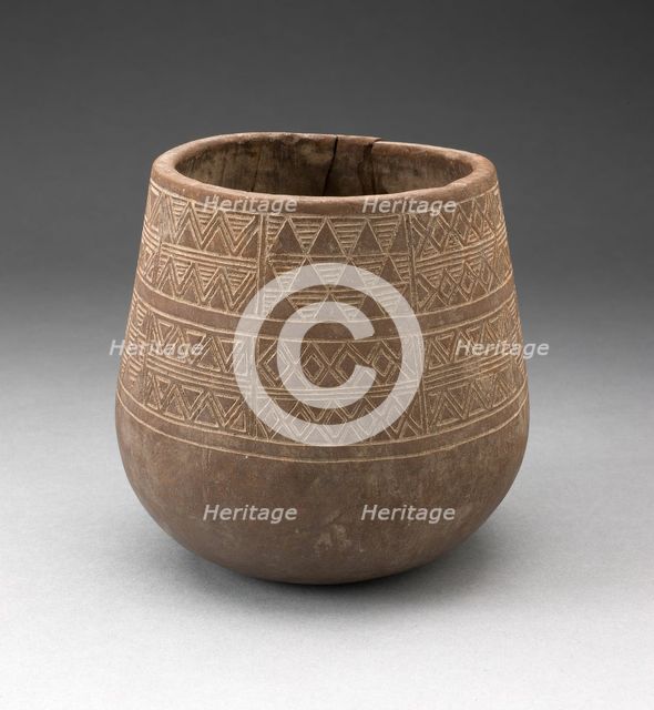 Vessel Incised with Panels of Textile-like Motifs, A.D. 1450/1532. Creator: Unknown.