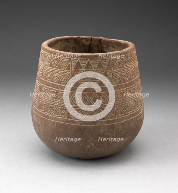 Vessel Incised with Panels of Textile-like Motifs, A.D. 1450/1532. Creator: Unknown.