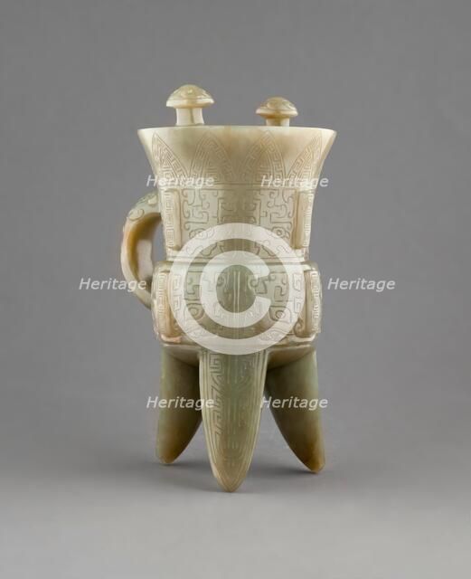 Vessel (jia) with stand, 1644-1912. Creator: Unknown.