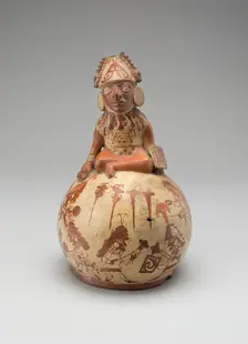 Vessel Representing a Seated Figure with a Warfare Scene, 100 B.C./A.D. 500. Creator: Unknown