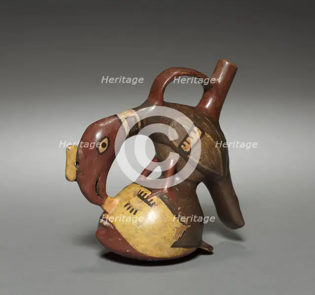 Vessel with Condor and Human Head, 400-1000. Creator: Unknown.