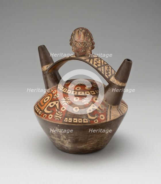 Vessel with Abstract Motifs and a Modeled Head, A.D. 700/900. Creator: Unknown.