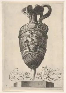 Vessel with grotesque masks, griffins, and a frieze populated by a bull and men in..., ca 1550-1600. Creator: Unknown
