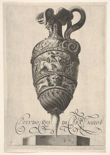 Vessel with grotesque masks, griffins, and a frieze populated by a bull and men in..., ca 1550-1600. Creator: Unknown