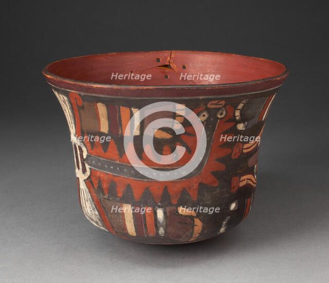 Vessel with Feline Supernaturals with Striped Arms, likely Pampas Cats, 180 B.C./A.D. 500. Creator: Unknown.