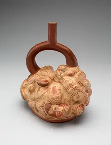 Vessel with Humans, Skeletons, Owls, Birds, Pumas, Seals, and Frogs, 100 B.C./A.D. 500. Creator: Unknown