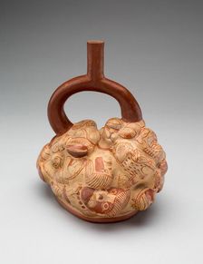 Vessel with Humans, Skeletons, Owls, Birds, Pumas, Seals, and Frogs, 100 B.C./A.D. 500. Creator: Unknown