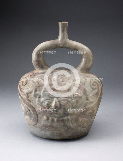 Vessel with Sculpted Head Formed by Two Masks, 100 B.C/A.D. 500. Creator: Unknown.