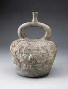 Vessel with Sculpted Head Formed by Two Masks, 100 B.C/A.D. 500. Creator: Unknown