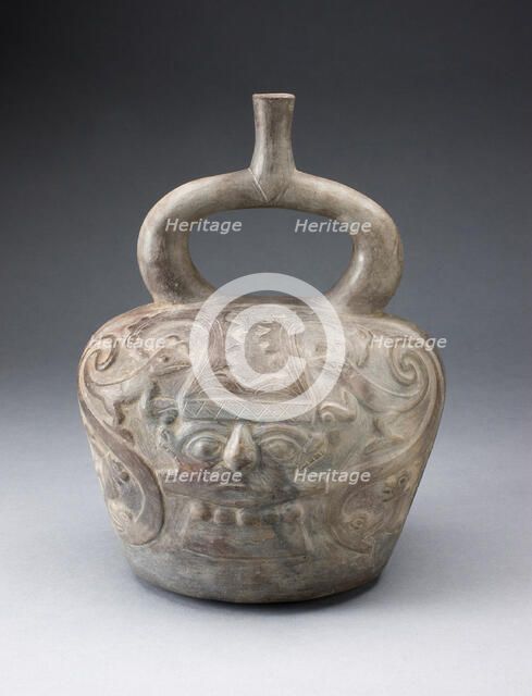 Vessel with Sculpted Head Formed by Two Masks, 100 B.C/A.D. 500. Creator: Unknown.