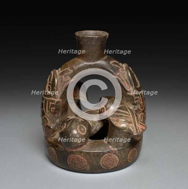 Vessel with Reclining Figure and Birds, 2200 - 200 BC. Creator: Unknown.