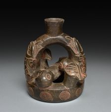 Vessel with Reclining Figure and Birds, 2200 - 200 BC. Creator: Unknown