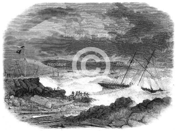 Vessels ashore in Batten Bay, Plymouth Sound, during the late gale, 1865. Creator: Unknown.