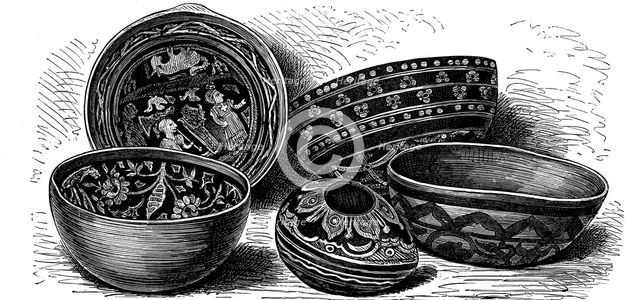 Vessels of japanned earthenware from Brazil, c1890. Artist: Unknown