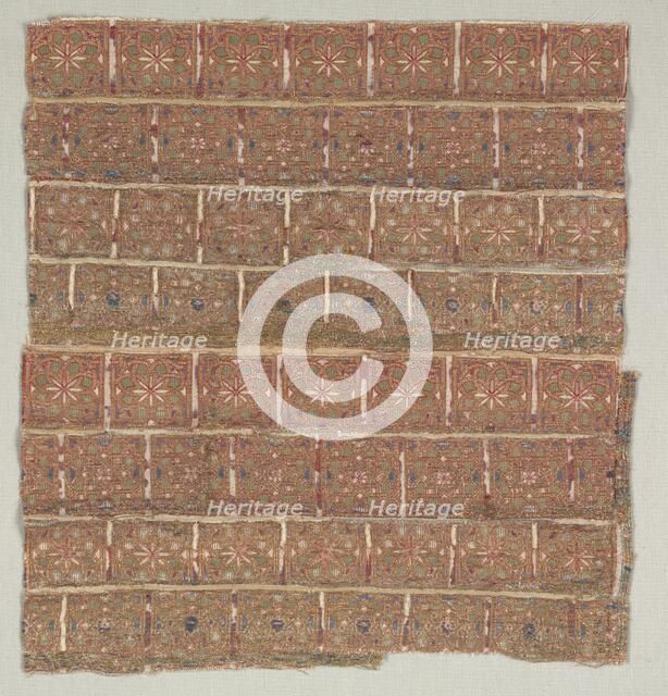 Vestment fragment with stars in staggered squares, 1200s. Creator: Unknown.