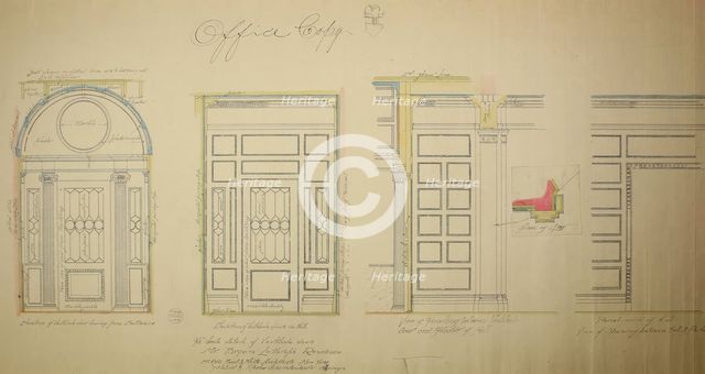 Vestibule Doors, Bryan Lathrop House, Chicago, Illinois, Shop Drawing, 1892. Creator: McKim, Mead and White.