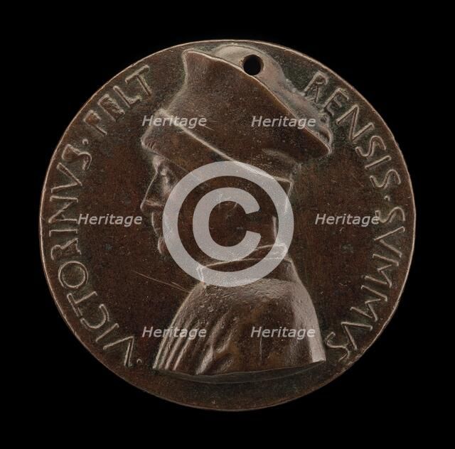 Vittorino de' Rambaldoni da Feltre, 1379-1446, Humanist [obverse], c. 1446. Creator: Pisanello.